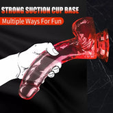 Realistik Jel Dokulu Vantuzlu Ultra Yumuşak Şeffaf Kırmızı Yapay Penis Dildo